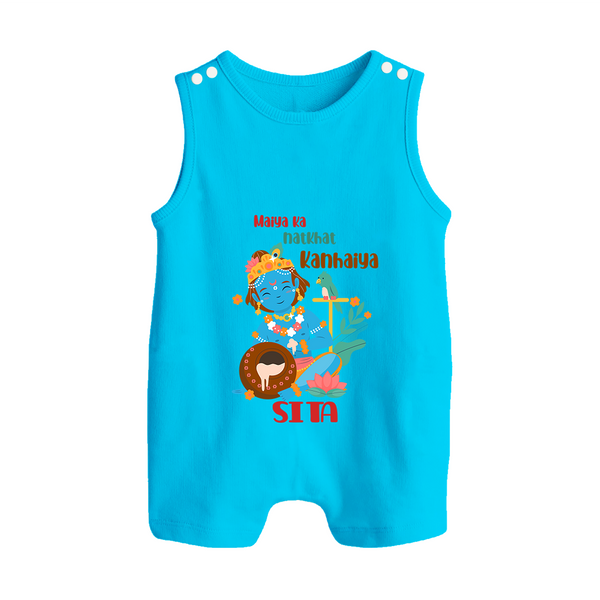 Maiya Ka Natkhat Kanhaiya Romper Suit / Sleeveless Romper | Personalized Romper Suit / Sleeveless Romper for Krishna's Mischief - SKY BLUE - 0 - 5 Months Old (Chest 18")