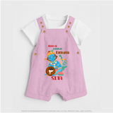 Maiya Ka Natkhat Kanhaiya Dungaree Set | Personalized Dungaree Set for Krishna's Mischief - BABY PINK - 0 - 5 Months Old (Chest 18")