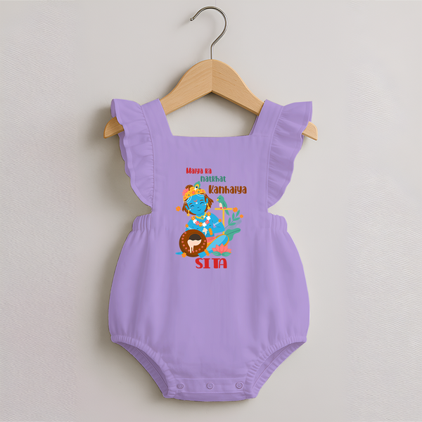 Maiya Ka Natkhat Kanhaiya Romper Frock | Personalized Romper Frock for Krishna's Mischief - LILAC - 0 - 3 Months Old (Chest 19")