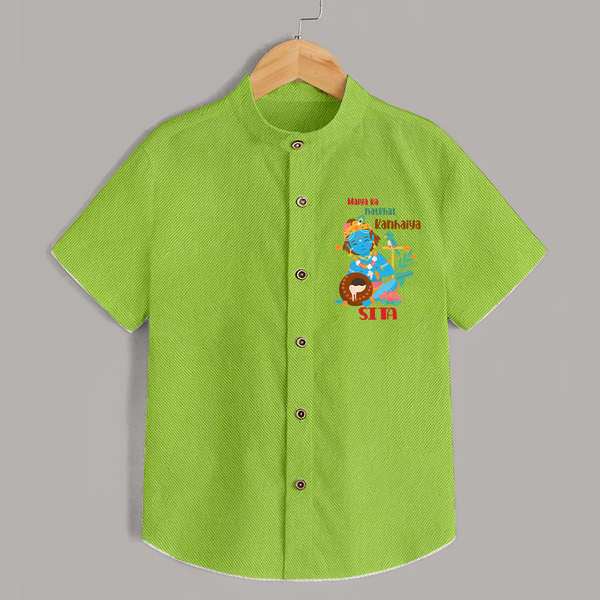Maiya Ka Natkhat Kanhaiya Shirt | Personalized Shirt for Krishna's Mischief - LIME GREEN - 0 - 6 Months Old (Chest 23")