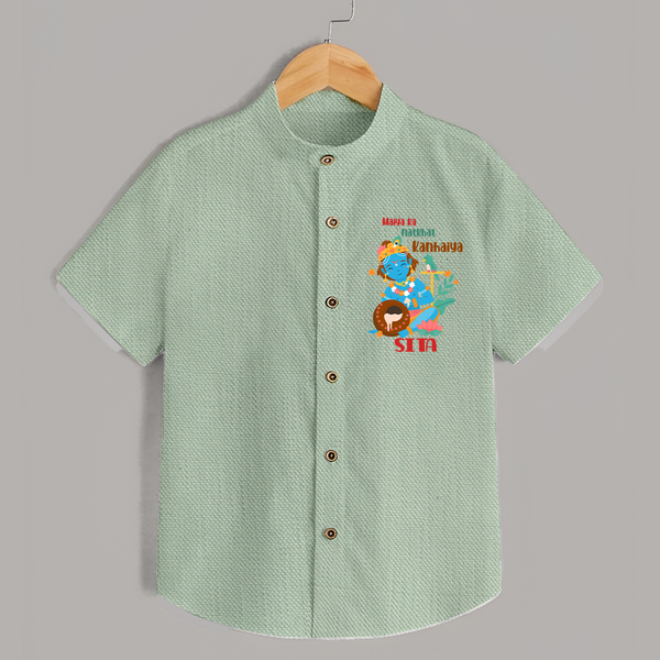 Maiya Ka Natkhat Kanhaiya Shirt | Personalized Shirt for Krishna's Mischief - MINT GREEN - 0 - 6 Months Old (Chest 23")