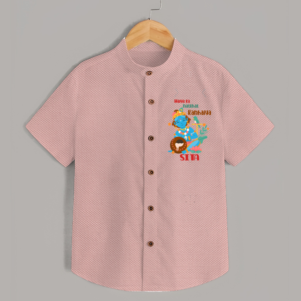 Maiya Ka Natkhat Kanhaiya Shirt | Personalized Shirt for Krishna's Mischief - PEACH - 0 - 6 Months Old (Chest 23")
