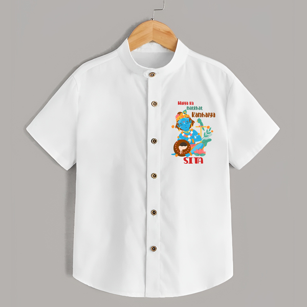 Maiya Ka Natkhat Kanhaiya Shirt | Personalized Shirt for Krishna's Mischief - WHITE - 0 - 6 Months Old (Chest 23")