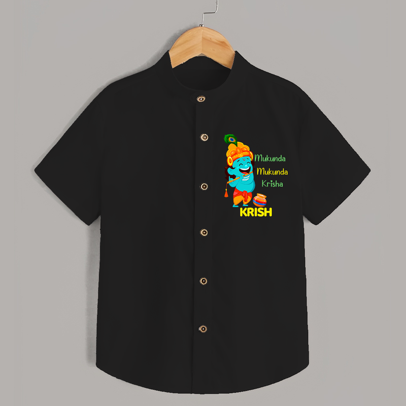 Mukunda Mukunda Krishna Shirt | Personalized Baby Shirt for Krishna Jayanthi - BLACK - 0 - 6 Months Old (Chest 23")