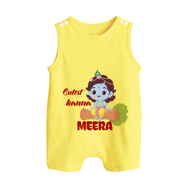 Cutest Kanna Romper Suit | Custom Baby Romper Suit for Your Little Kanna - PASTEL YELLOW - 0 - 5 Months Old (Chest 18")