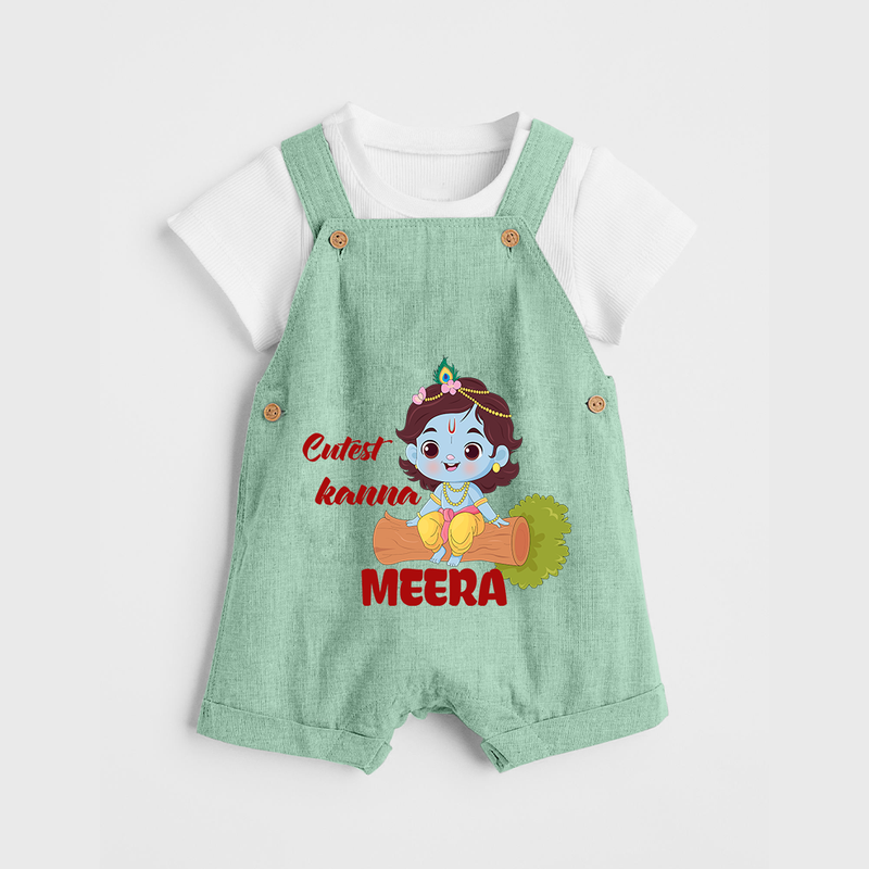 Cutest Kanna Dungaree Set | Custom Baby Dungaree Set for Your Little Kanna - MINT GREEN - 0 - 5 Months Old (Chest 18")