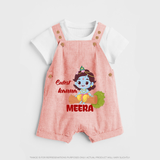Cutest Kanna Dungaree Set | Custom Baby Dungaree Set for Your Little Kanna - PEACH - 0 - 5 Months Old (Chest 18")