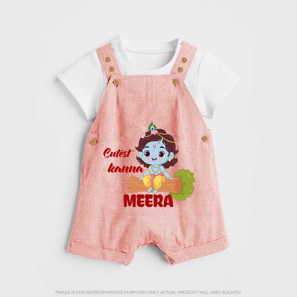 Cutest Kanna Dungaree Set | Custom Baby Dungaree Set for Your Little Kanna - PEACH - 0 - 5 Months Old (Chest 18")