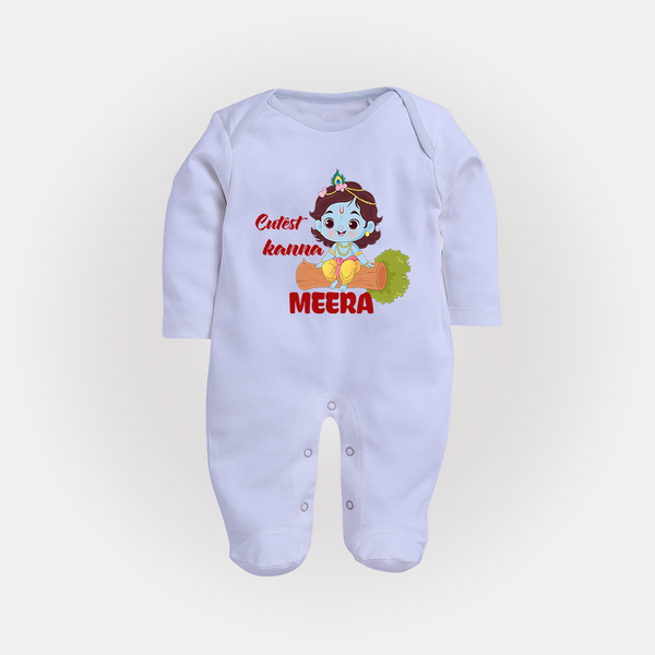 Cutest Kanna Sleep Suit | Custom Baby Sleep Suit for Your Little Kanna - BABY BLUE - New Born (Chest 7.5")