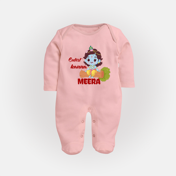Cutest Kanna Sleep Suit | Custom Baby Sleep Suit for Your Little Kanna - BABY PINK - New Born (Chest 7.5")
