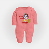 Cutest Kanna Sleep Suit | Custom Baby Sleep Suit for Your Little Kanna - PEACH - New Born (Chest 7.5")