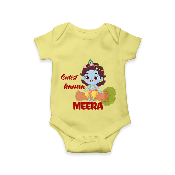 Cutest Kanna Romper / onesie | Custom Baby Romper / onesie for Your Little Kanna - PASTEL YELLOW - New Born (Chest 14")