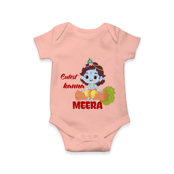 Cutest Kanna Romper / onesie | Custom Baby Romper / onesie for Your Little Kanna - PEACH - New Born (Chest 14")