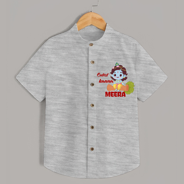 Cutest Kanna Shirt | Custom Baby Shirt for Your Little Kanna - GREY - 0 - 6 Months Old (Chest 23")
