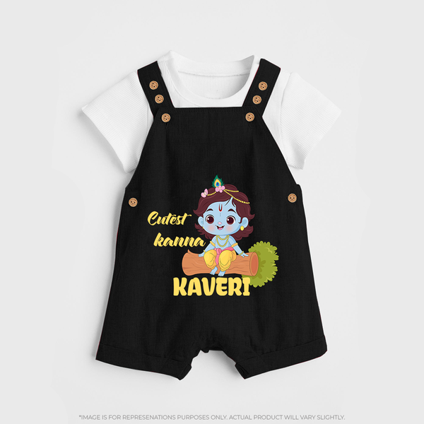 Cutest Kanna Dungaree Set | Custom Baby Dungaree Set for Your Little Kanna - BLACK - 0 - 5 Months Old (Chest 18")