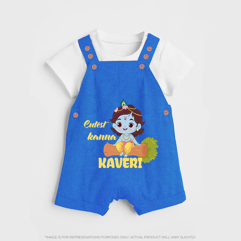 Cutest Kanna Dungaree Set | Custom Baby Dungaree Set for Your Little Kanna - COBALT BLUE - 0 - 5 Months Old (Chest 18")