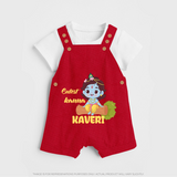 Cutest Kanna Dungaree Set | Custom Baby Dungaree Set for Your Little Kanna - RED - 0 - 5 Months Old (Chest 18")