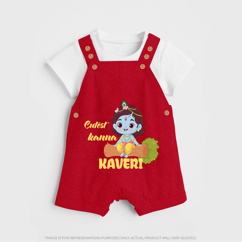 Cutest Kanna Dungaree Set | Custom Baby Dungaree Set for Your Little Kanna - RED - 0 - 5 Months Old (Chest 18")