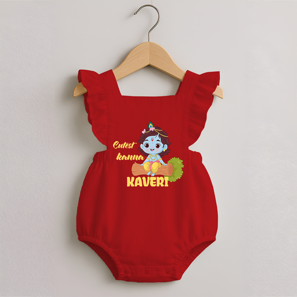 Cutest Kanna Romper Frock | Custom Baby Romper Frock for Your Little Kanna - RED - 0 - 3 Months Old (Chest 19")