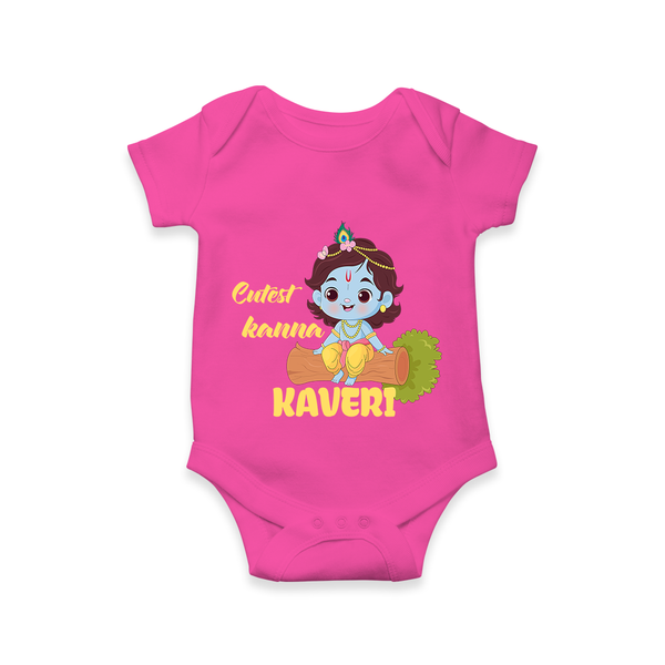 Cutest Kanna Romper / onesie | Custom Baby Romper / onesie for Your Little Kanna - HOT PINK - New Born (Chest 14")