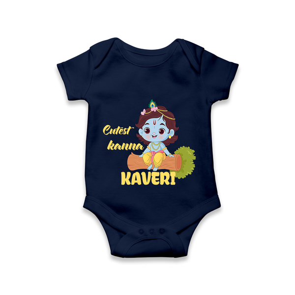 Cutest Kanna Romper / onesie | Custom Baby Romper / onesie for Your Little Kanna - NAVY BLUE - New Born (Chest 14")