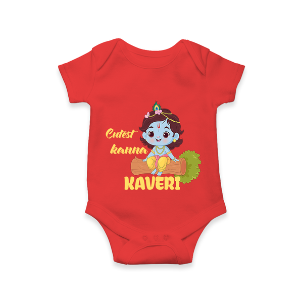 Cutest Kanna Romper / onesie | Custom Baby Romper / onesie for Your Little Kanna - RED - New Born (Chest 14")
