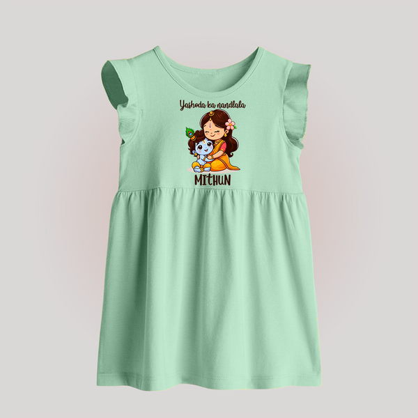 Yashoda Ka Nandlala Baby Frock | Custom Baby Frock for Krishna's Nandlala - MINT GREEN - 0 - 3 Months Old (Chest 17")