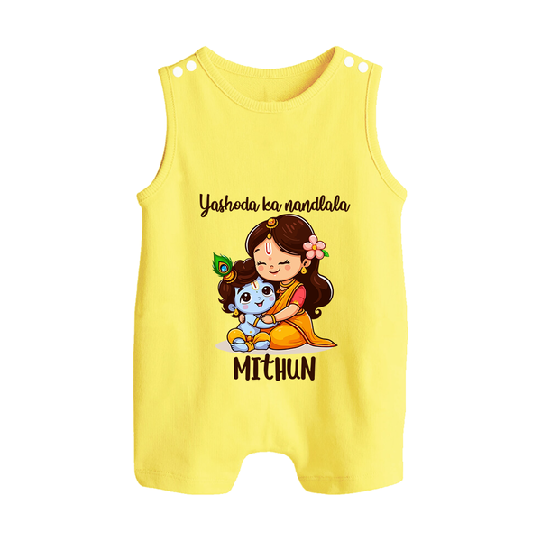 Yashoda Ka Nandlala Romper Suit / Sleeveless Romper | Custom Romper Suit / Sleeveless Romper for Krishna's Nandlala - PASTEL YELLOW - 0 - 5 Months Old (Chest 18")