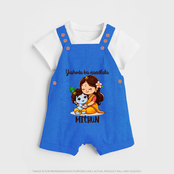 Yashoda Ka Nandlala Dungaree Set | Custom Dungaree Set for Krishna's Nandlala - COBALT BLUE - 0 - 5 Months Old (Chest 18")