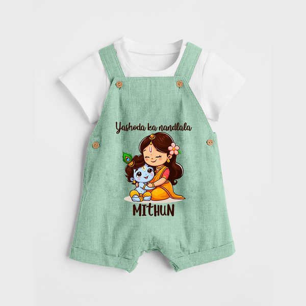 Yashoda Ka Nandlala Dungaree Set | Custom Dungaree Set for Krishna's Nandlala - MINT GREEN - 0 - 5 Months Old (Chest 18")