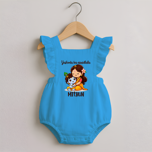 Yashoda Ka Nandlala Romper Frock | Custom Romper Frock for Krishna's Nandlala - SKY BLUE - 0 - 3 Months Old (Chest 19")