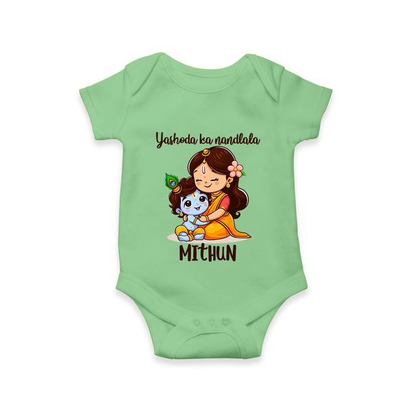 Yashoda Ka Nandlala Romper / Onesie | Custom Romper / Onesie for Krishna's Nandlala - GREEN - New Born (Chest 14")
