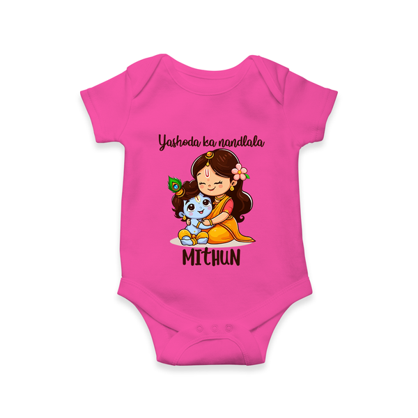 Yashoda Ka Nandlala Romper / Onesie | Custom Romper / Onesie for Krishna's Nandlala - HOT PINK - New Born (Chest 14")