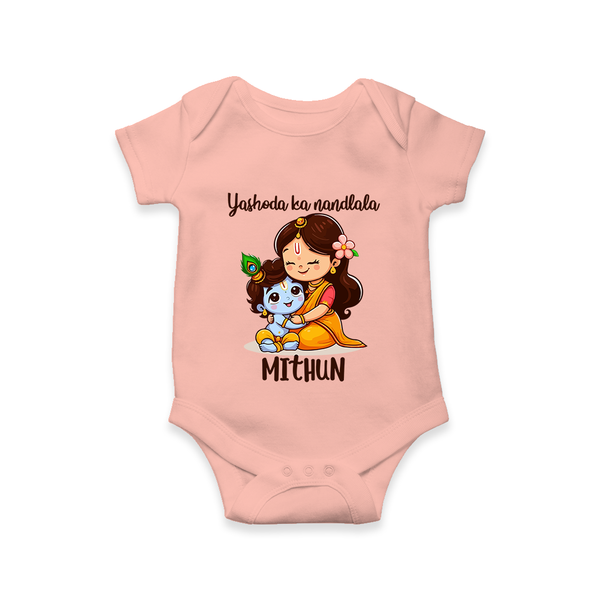 Yashoda Ka Nandlala Romper / Onesie | Custom Romper / Onesie for Krishna's Nandlala - PEACH - New Born (Chest 14")