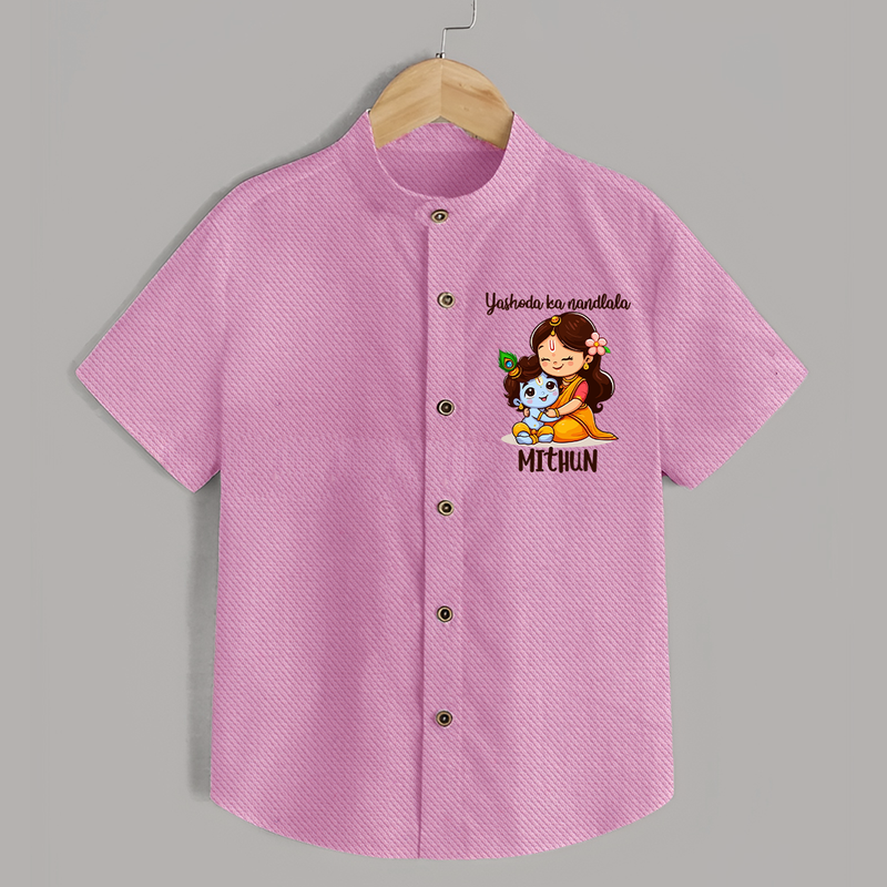Yashoda Ka Nandlala Shirt | Custom Shirt for Krishna's Nandlala - BABY PINK - 0 - 6 Months Old (Chest 23")