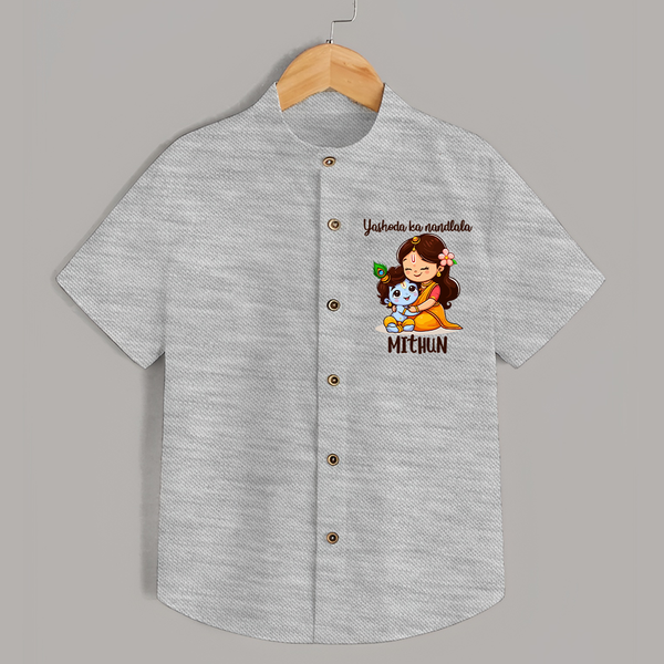 Yashoda Ka Nandlala Shirt | Custom Shirt for Krishna's Nandlala - GREY - 0 - 6 Months Old (Chest 23")