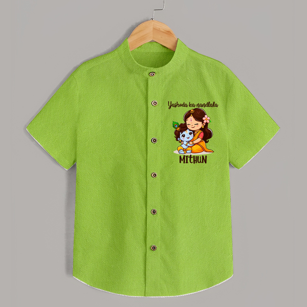 Yashoda Ka Nandlala Shirt | Custom Shirt for Krishna's Nandlala - LIME GREEN - 0 - 6 Months Old (Chest 23")
