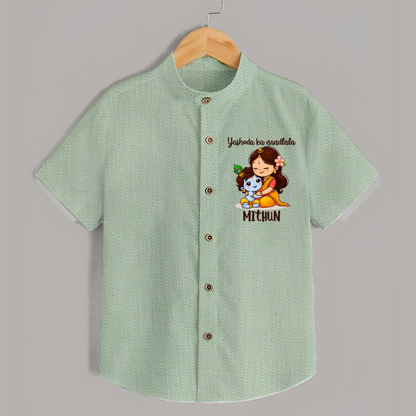 Yashoda Ka Nandlala Shirt | Custom Shirt for Krishna's Nandlala - MINT GREEN - 0 - 6 Months Old (Chest 23")