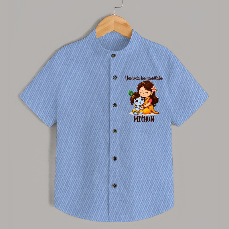 Yashoda Ka Nandlala Shirt | Custom Shirt for Krishna's Nandlala - SKY BLUE - 0 - 6 Months Old (Chest 23")