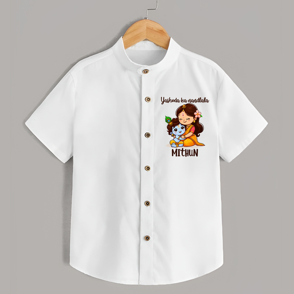 Yashoda Ka Nandlala Shirt | Custom Shirt for Krishna's Nandlala - WHITE - 0 - 6 Months Old (Chest 23")
