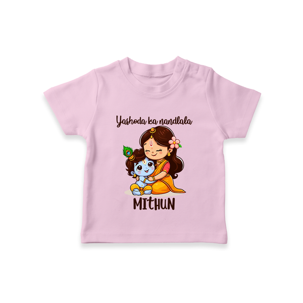 Yashoda Ka Nandlala T-shirt | Custom T-shirt for Krishna's Nandlala - BABY PINK - 0-5 Months Old (Chest 17")