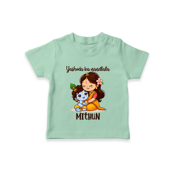 Yashoda Ka Nandlala T-shirt | Custom T-shirt for Krishna's Nandlala - MINT GREEN - 0-5 Months Old (Chest 17")