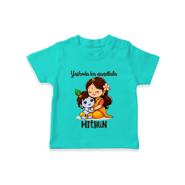 Yashoda Ka Nandlala T-shirt | Custom T-shirt for Krishna's Nandlala - TEAL - 0-5 Months Old (Chest 17")
