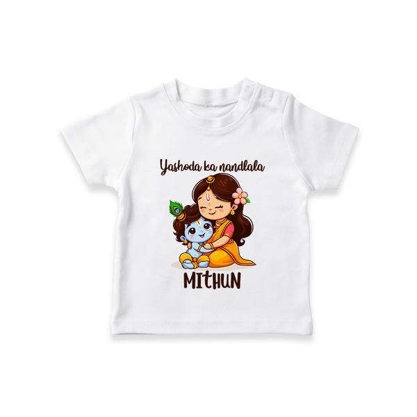Yashoda Ka Nandlala T-shirt | Custom T-shirt for Krishna's Nandlala - WHITE - 0-5 Months Old (Chest 17")