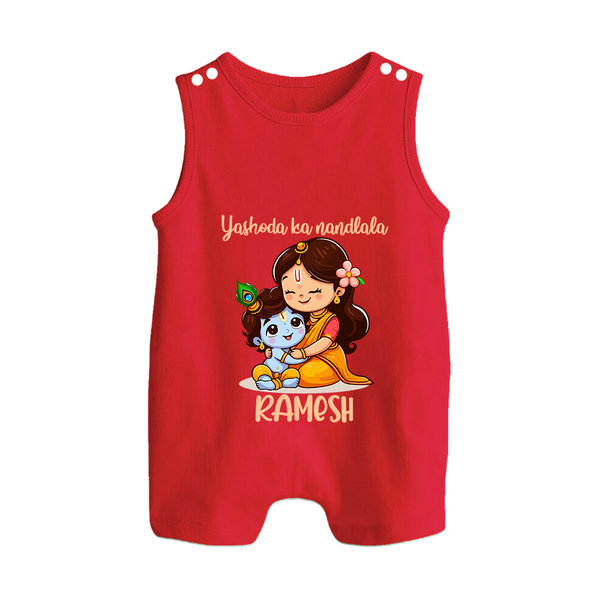 Yashoda Ka Nandlala Romper Suit / Sleeveless Romper | Custom Romper Suit / Sleeveless Romper for Krishna's Nandlala - RED - 0 - 5 Months Old (Chest 18")