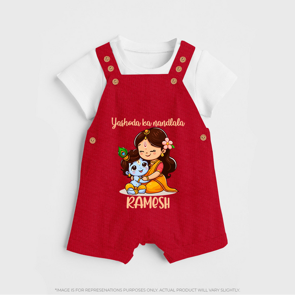 Yashoda Ka Nandlala Dungaree Set | Custom Dungaree Set for Krishna's Nandlala - RED - 0 - 5 Months Old (Chest 18")