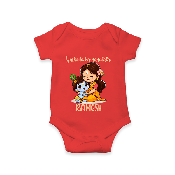 Yashoda Ka Nandlala Romper / Onesie | Custom Romper / Onesie for Krishna's Nandlala - RED - New Born (Chest 14")