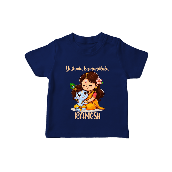 Yashoda Ka Nandlala T-shirt | Custom T-shirt for Krishna's Nandlala - NAVY BLUE - 0-5 Months Old (Chest 17")