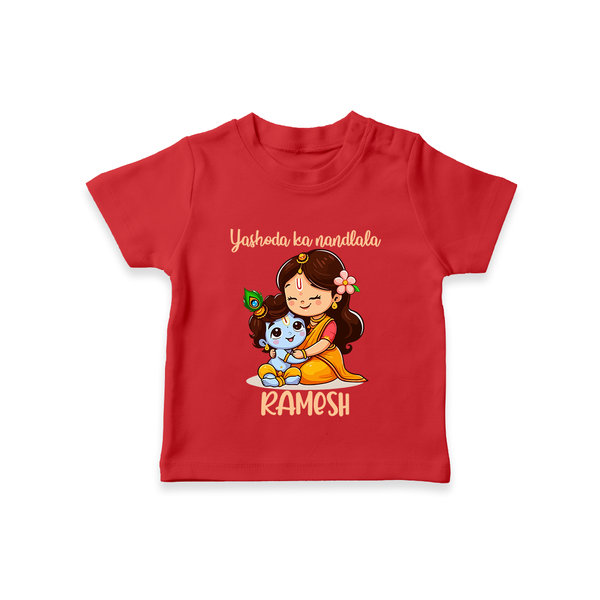 Yashoda Ka Nandlala T-shirt | Custom T-shirt for Krishna's Nandlala - RED - 0-5 Months Old (Chest 17")