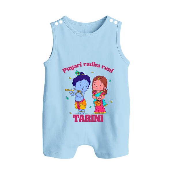 Pugari Radha Rani Romper Suit | Personalized Romper Suit for Krishna and Radha Fans - BABY BLUE - 0 - 5 Months Old (Chest 18")